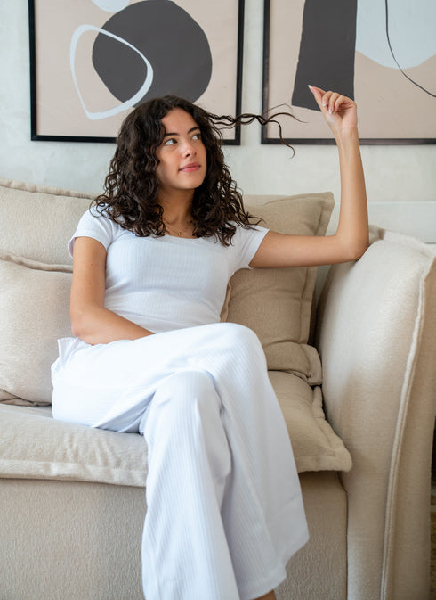 Women summer pajama set White T-shirt + Pants